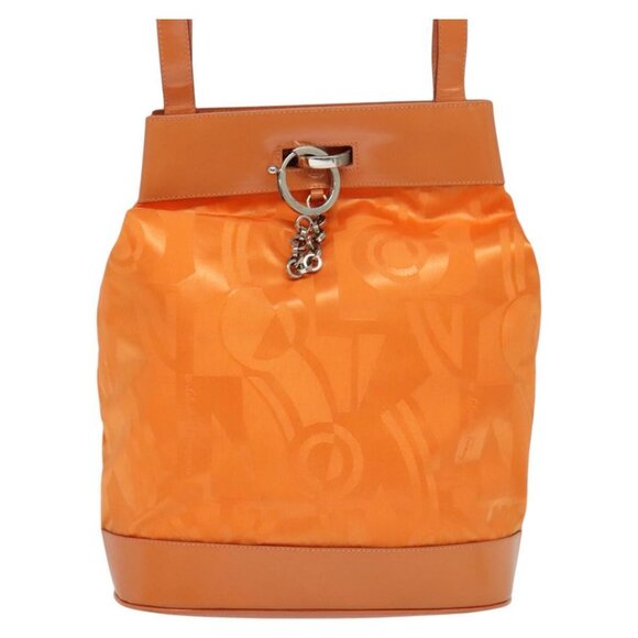 Salvatore Ferragamo Shoulder Bag Nylon Leather Orange Auth 101087 - Picture 7 of 15